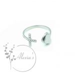 Cross Ring Heart Diamonds Stainless Steel