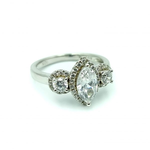 Silver Marquise Cubic Zirconia Ring - Image 2