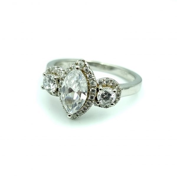 Silver Marquise Cubic Zirconia Ring - Image 5