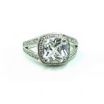 Silver Cushion Cubic Zirconia Halo Ring