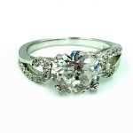 Silver Oval Cubic Zirconia Curly Vine Ring